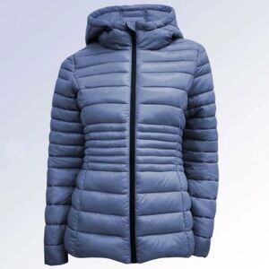 Point Zero Quilted Puffer Jacket Storm Grey NWT Women’s